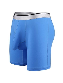 Men's Underwear Silky Smooth Boxer Briefs Long Leg Quick Dry Boxer Briefs with Separate Pouch