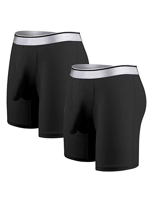 Buy Ouruikia Men's Underwear Silky Smooth Boxer Briefs Long Leg Quick ...