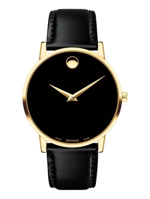 Movado Men's Swiss Museum Classic Black Leather Strap Watch 40mm