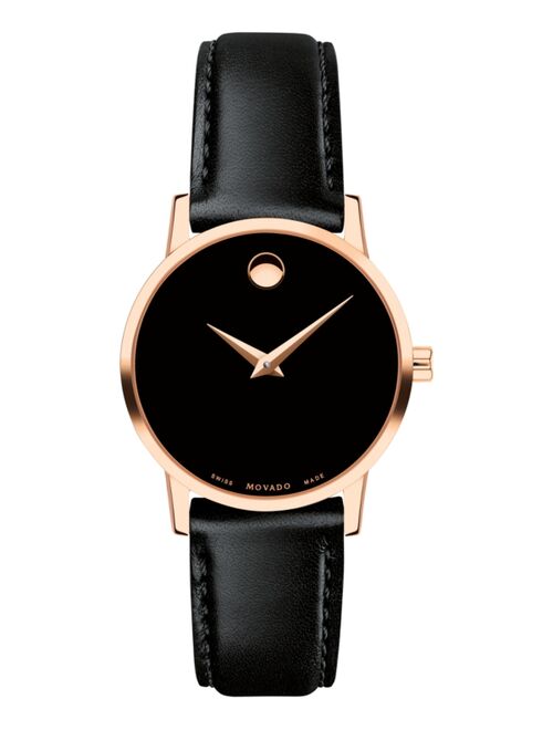 Movado Men's Swiss Museum Classic Black Leather Strap Watch 40mm