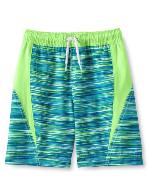 Lands' End Boys Pattern Active Stretch Swim Trunks