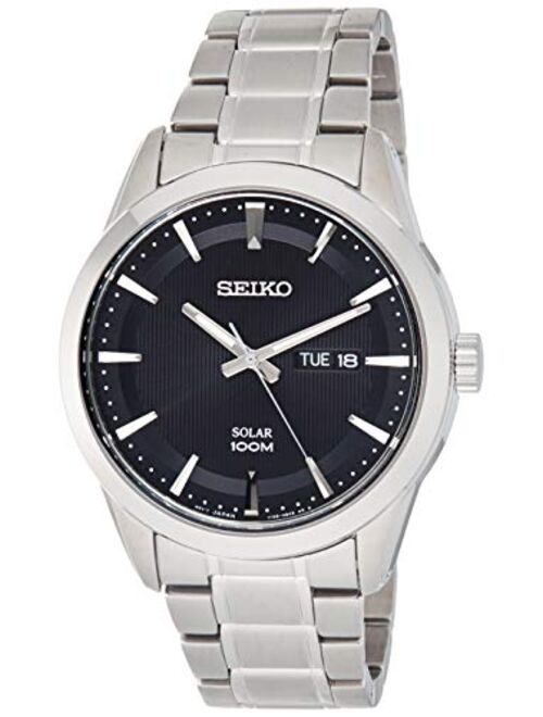 Seiko Men's Year-Round Acciaio INOX Solar Powered Watch with Stainless Steel Strap, Grey, 22 (Model: SNE363P1)