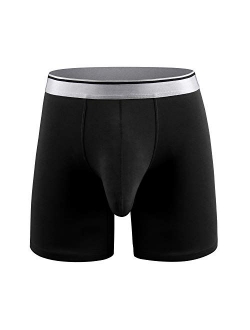 Men's Underwear Cotton Boxer Briefs Long Leg Boxer Brief Shorts No Ride Up Boxers with Separate Pouch