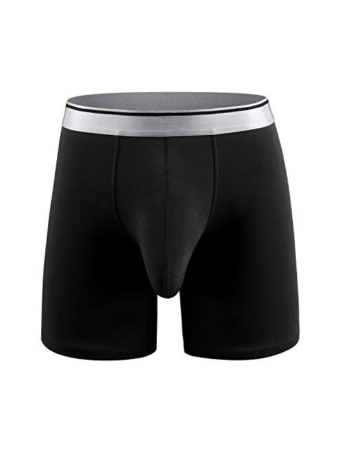 Ouruikia Men's Underwear Cotton Boxer Briefs Long Leg Boxer Brief Shorts No Ride Up Boxers with Separate Pouch