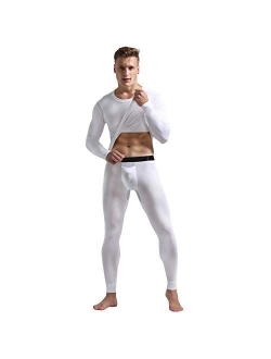 Men's Thermal Underwear Set Base Layer Set Tops & Long Johns Thermals Base Layer with Separate Pouch