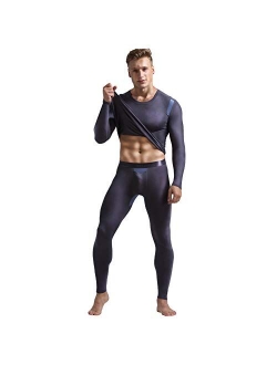 Men's Thermal Underwear Set Base Layer Set Tops & Long Johns Thermals Base Layer with Separate Pouch