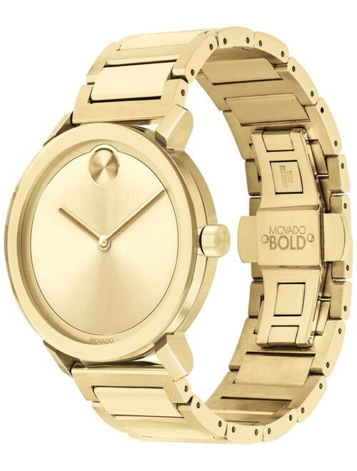 Movado Men's BOLD Evolution Gold-Tone Stainless Steel Bracelet Watch 40mm Style #3600508