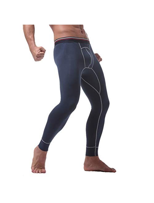 Ouruikia Men's Thermal Underwear Thermal Bottoms Cotton Thermal Pants Base Layer Bottoms Warm Long Johns Pants