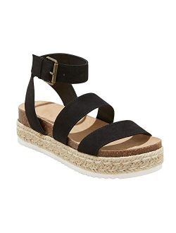 Womens Espadrille Flatform Strappy Wedge Sandals Cork Open Toe Ankle Strap Slingback Summer Dress Shoes