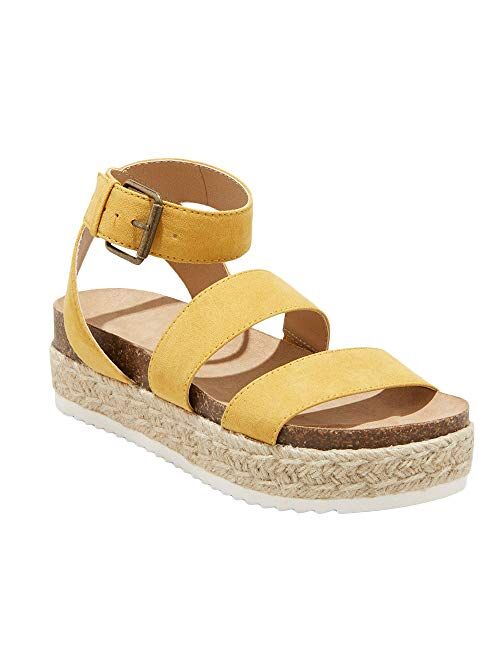 Fashare Womens Espadrille Flatform Strappy Wedge Sandals Cork Open Toe Ankle Strap Slingback Summer Dress Shoes