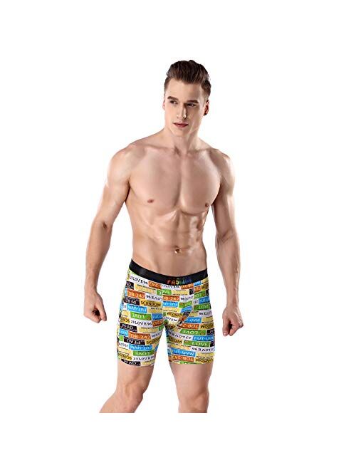 Ouruikia 3 Pack Men's Boxer Briefs Multi Pattern Underwear Comfortable Boxers