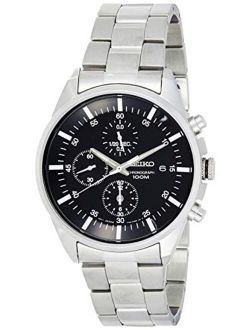 Sieko Men's SNDC81 Stainless Steel Analog with Black Dial Watch