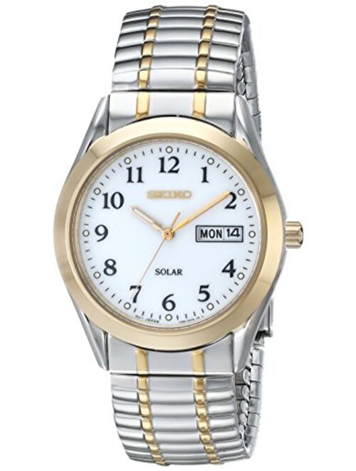 Seiko Men's SNE062 Two-Tone Solar White Dial Watch