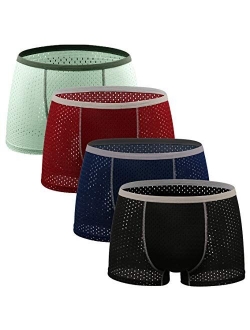 Men's Underwear Boxer Briefs Mesh Underwear Breathable Boxers Quick Dry Trunks Travel Underwear