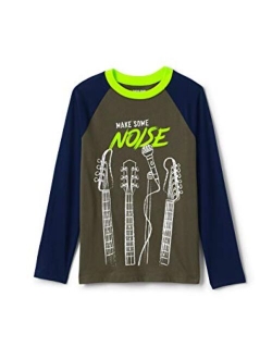 Boys Long Sleeve Glow in The Dark Raglan Graphic Tee