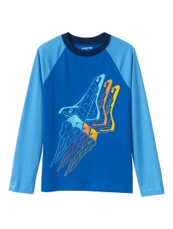 Boys Long Sleeve Glow in The Dark Raglan Graphic Tee