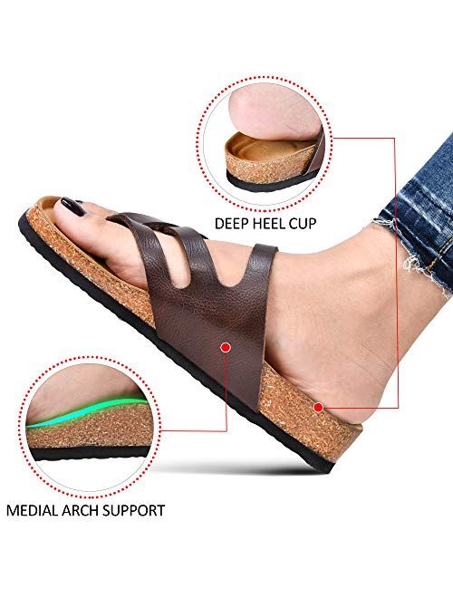 Aerothotic Memory Foam Cork Footbed Slides for Women Sandals with +Comfort & Arch Support