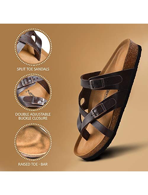 Aerothotic Memory Foam Cork Footbed Slides for Women Sandals with +Comfort & Arch Support