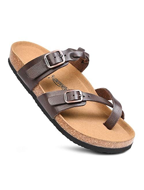 Aerothotic Memory Foam Cork Footbed Slides for Women Sandals with +Comfort & Arch Support