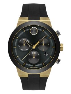 Men's Swiss Chronograph BOLD Black Silicone Strap Watch 44mm