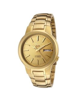 Men's SNKA10 Seiko 5 Automatic Gold Dial Gold-Tone Stainless Steel Watch