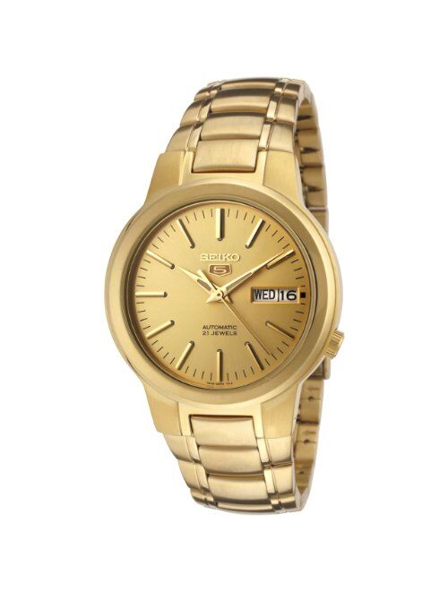 Seiko Men's SNKA10 Seiko 5 Automatic Gold Dial Gold-Tone Stainless Steel Watch