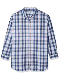 Men's Big & Tall Long-Sleeve Plaid Casual Poplin Shirt Fit by DXL