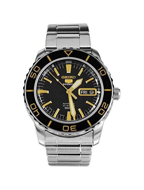 Seiko 5 Sports Automatic Black Dial Stainless Steel Mens Watch SNZH57J1 by Seiko Watches