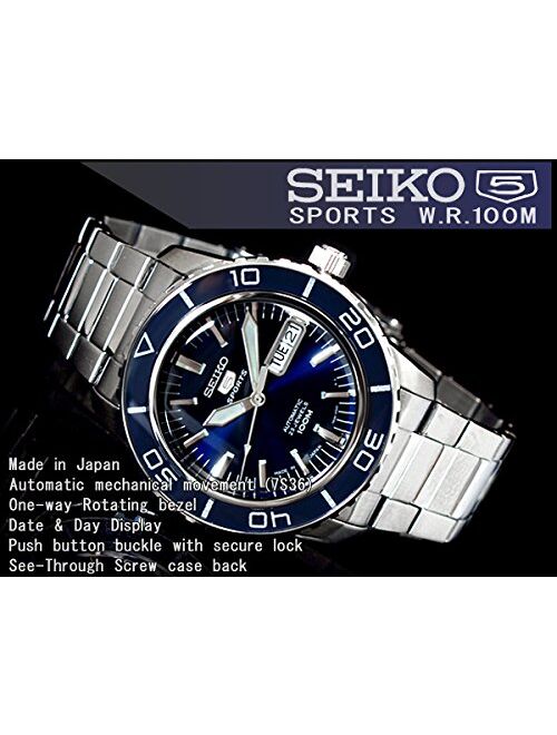 Seiko 5 Sports SNZH53J1 Japan Men's Stainless Steel Blue Dial Automatic Watch