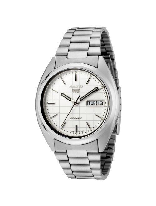 Seiko Men's SNXF05 Seiko 5 Automatic White Dial Stainless Steel Watch