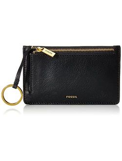 Women's Logan Leather Zip Card Case Wallet With Keychain