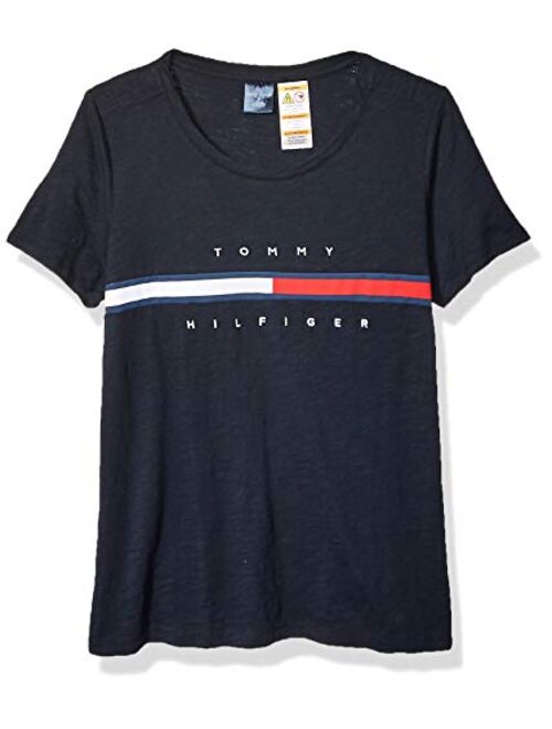 Tommy Hilfiger Women's Adaptive T Shirt with Magnetic Closure Signature Stripe Tee