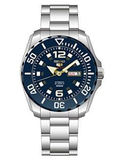 Men's Seiko 5 43.5mm Steel Bracelet & Case Hardlex Crystal Automatic Blue Dial Analog Watch SRPB37K1