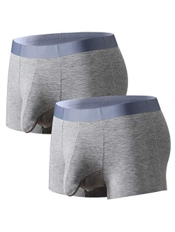 Men's Underwear Modal Trunks Silky Smooth Short Leg Boxer Breifs Quick Dry Trunks with Separate Pouch