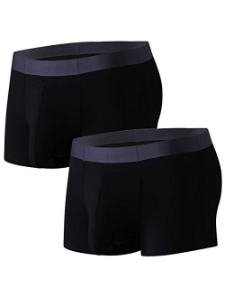 Men's Underwear Modal Trunks Silky Smooth Short Leg Boxer Breifs Quick Dry Trunks with Separate Pouch