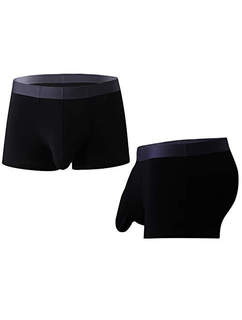 Buy Ouruikia Men's Underwear Modal Trunks Silky Smooth Short Leg Boxer  Breifs Quick Dry Trunks with Separate Pouch online