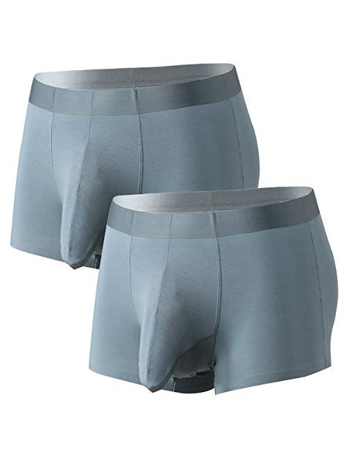 Ouruikia Men's Underwear Modal Trunks Silky Smooth Short Leg Boxer Breifs Quick Dry Trunks with Separate Pouch