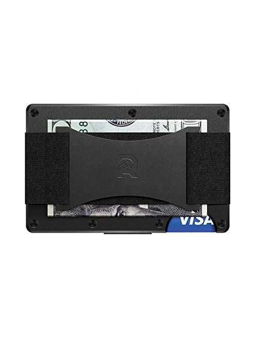 The Ridge Wallet Authentic | Minimalist Metal RFID Blocking Wallet with Cash Strap | Wallet for Men | RFID Minimalist Wallet, Slim Wallet (Black)