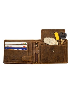 DiLoro Italy Full Size Mens Leather Wallet Bifold Flip ID Zip Coin Wallets with RFID Protection