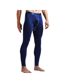 Men's Thermal Underwear Pants Modal Thermal Bottoms Long Johns Pants Underwear with Separate Pouch