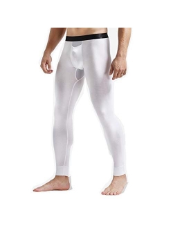 Men's Thermal Underwear Pants Modal Thermal Bottoms Long Johns Pants Underwear with Separate Pouch