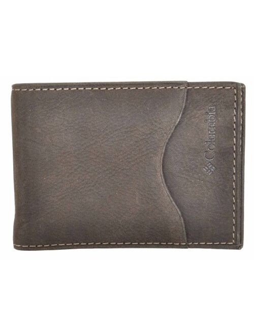 Columbia Men's Leather Front Pocket Wallet Card Holder for Travel