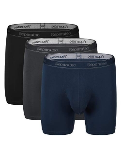 Men's Dual Pouch Underwear Micro Modal 8" Ultra Soft Comfort Fit Boxer Briefs 3 Pack