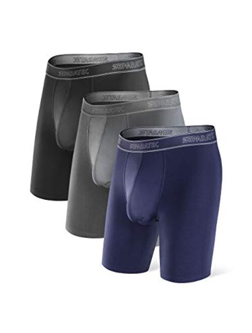 Separatec Men's Dual Pouch Underwear Micro Modal 8" Ultra Soft Comfort Fit Boxer Briefs 3 Pack