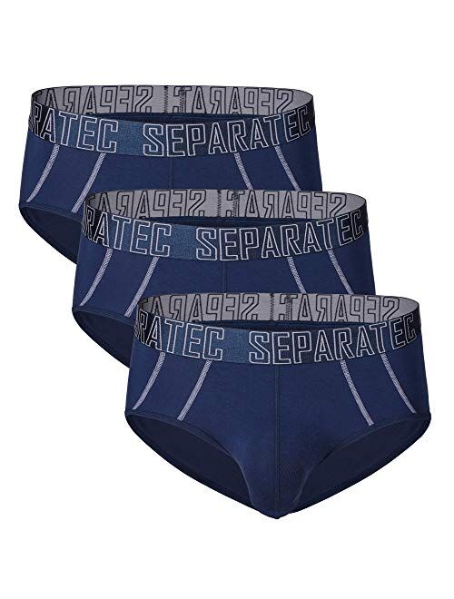 Separatec Men's Underwear 3 Pack Basic Bamboo Rayon Soft Breathable Dual Pouch Briefs