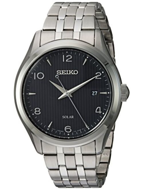 Seiko Men's Dress Japanese-Quartz Watch with Stainless-Steel Strap, Silver, 17.5 (Model: SNE489)