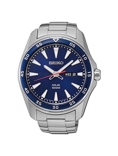 Seiko SNE391 Men's Core Silver Bracelet Band Blue Dial Watch