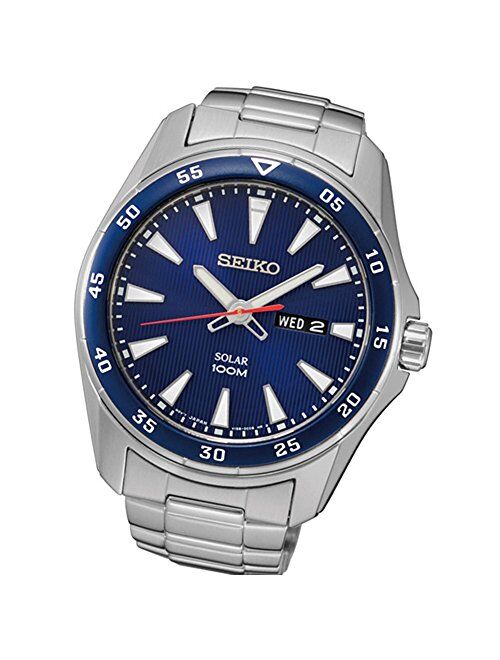 Seiko SNE391 Men's Core Silver Bracelet Band Blue Dial Watch