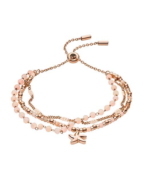 Fossil Women's Rose Gold-Tone Stainless Steel Beaded Bracelet