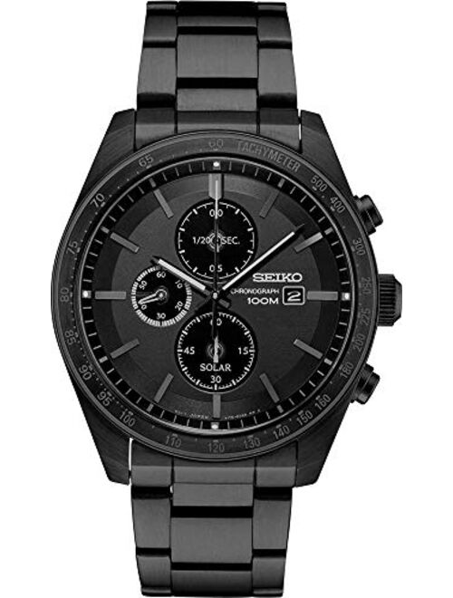 Seiko Solar Chronograph Quartz Black Dial Men's Watch SSC721